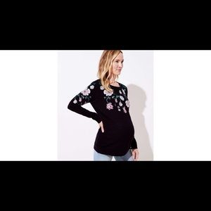 LOFT Maternity Floral Embroidered Sweatshirt